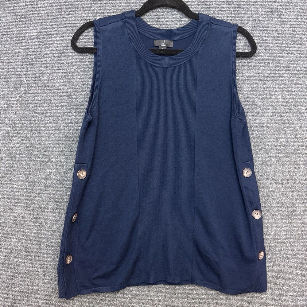 Jason Wu Womens Fisherman Tunic Sweater L Marine Blue Side Buttons